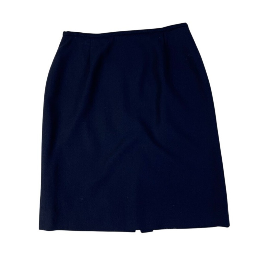 Lauren Ralph Lauren Wool‎ Preppy Pencil Skirt Career Office Classic Navy Blue 12